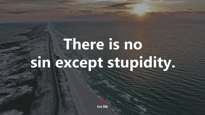 There is no sin except stupidity. | Oscar Wilde quote
