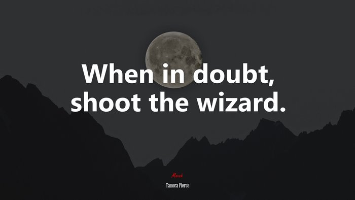 When in doubt, shoot the wizard. | Tamora Pierce quote