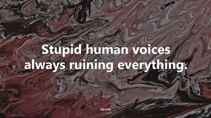 Stupid human voices always ruining everything. | John Green quote