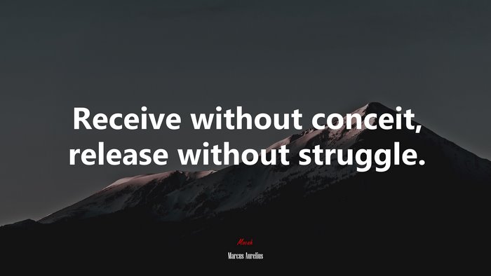 Receive without conceit, release without struggle. | Marcus Aurelius quote