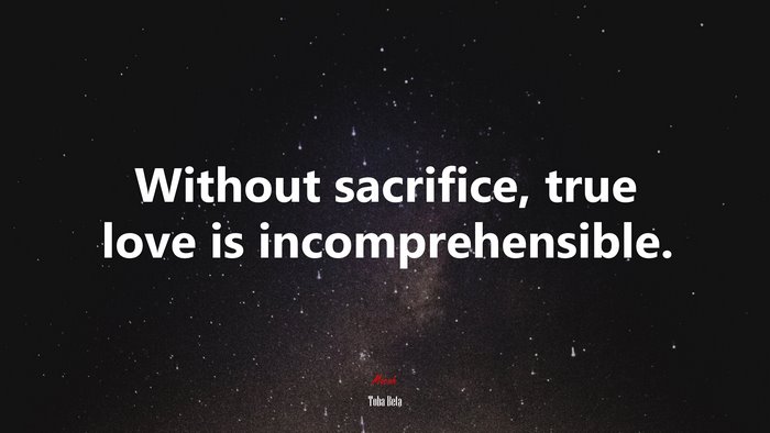 Without sacrifice, true love is incomprehensible. | Toba Beta quote