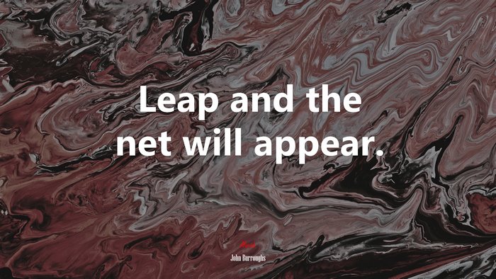 Leap and the net will appear. | John Burroughs quote
