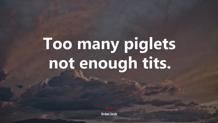 Too many piglets not enough tits. | Abraham Lincoln quote