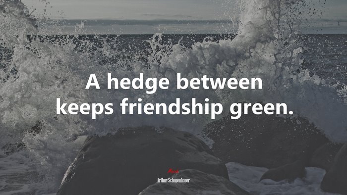 A hedge between keeps friendship green. | Arthur Schopenhauer quote