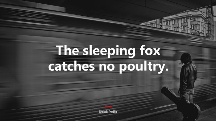 The sleeping fox catches no poultry. | Benjamin Franklin quote