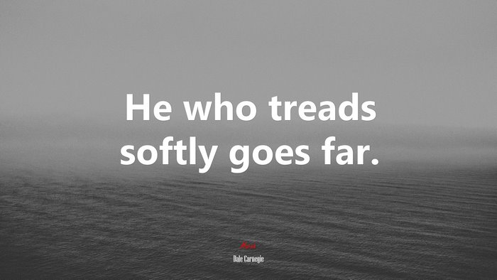He who treads softly goes far. | Dale Carnegie quote