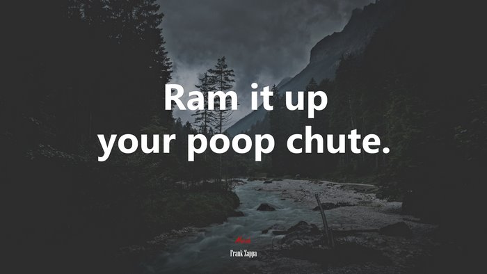 Ram it up your poop chute. | Frank Zappa quote