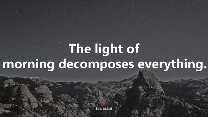 The light of morning decomposes everything. | Haruki Murakami quote