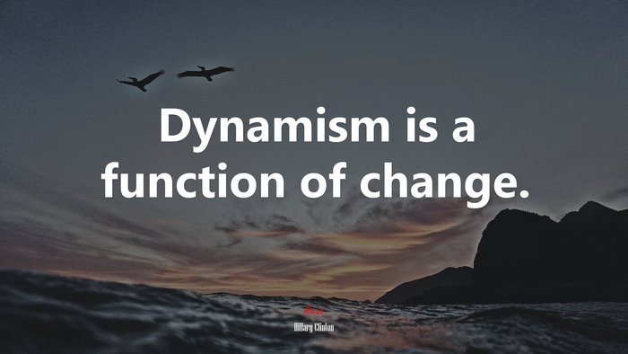 Dynamism is a function of change. | Hillary Clinton quote