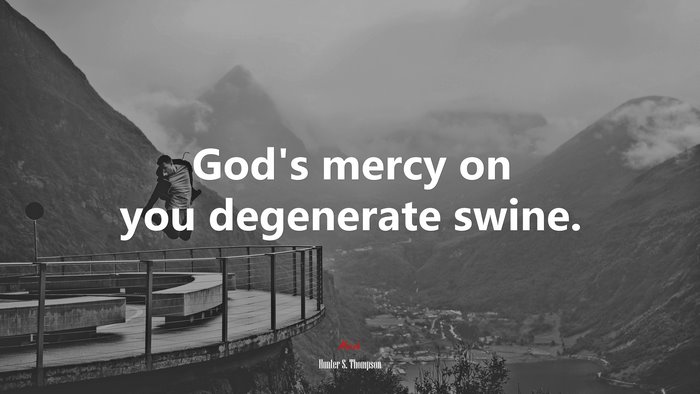 God’s mercy on you degenerate swine. | Hunter S. Thompson quote
