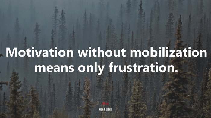 Motivation without mobilization means only frustration. | Nido R. Qubein quote