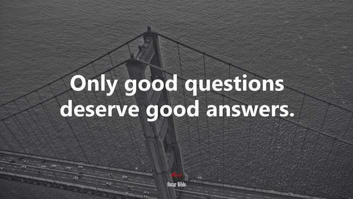 Only good questions deserve good answers. | Oscar Wilde quote