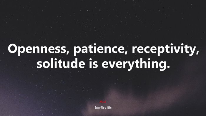Openness, patience, receptivity, solitude is everything. | Rainer Maria Rilke quote