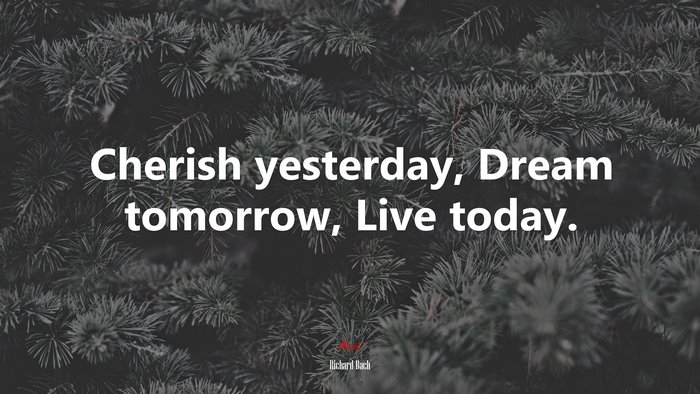Cherish yesterday, Dream tomorrow, Live today. | Richard Bach quote