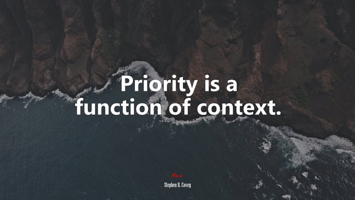 Priority is a function of context. | Stephen R. Covey quote