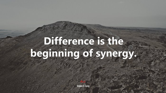 Difference is the beginning of synergy. | Stephen R. Covey quote