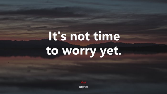 It’s not time to worry yet. | Harper Lee quote