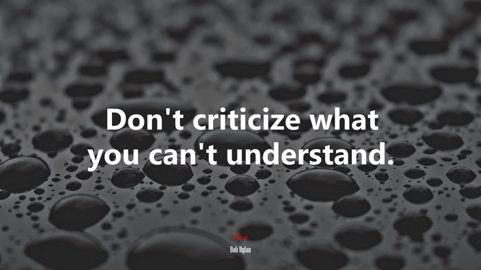 Don’t criticize what you can’t understand. | Bob Dylan quote