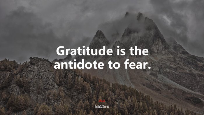 Gratitude is the antidote to fear. | Robin S. Sharma quote