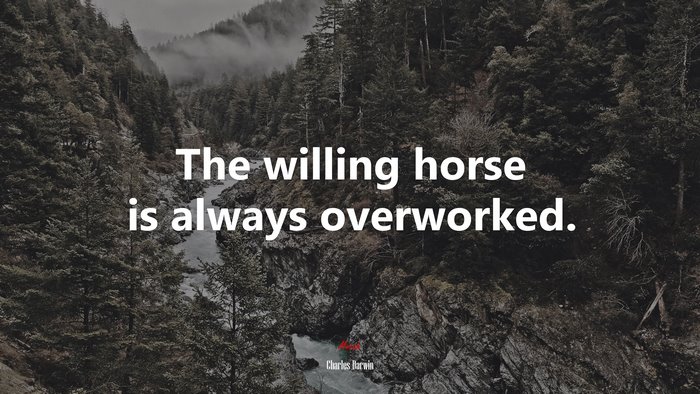 The willing horse is always overworked. | Charles Darwin quote
