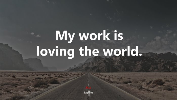 My work is loving the world. | Mary Oliver quote