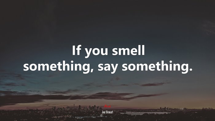 If you smell something, say something. | Jon Stewart quote