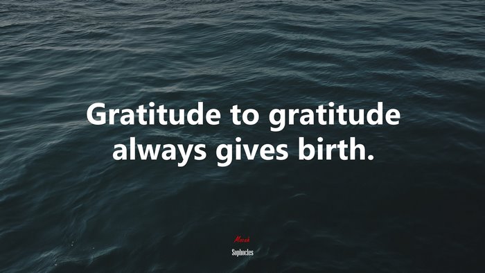 Gratitude to gratitude always gives birth. | Sophocles quote