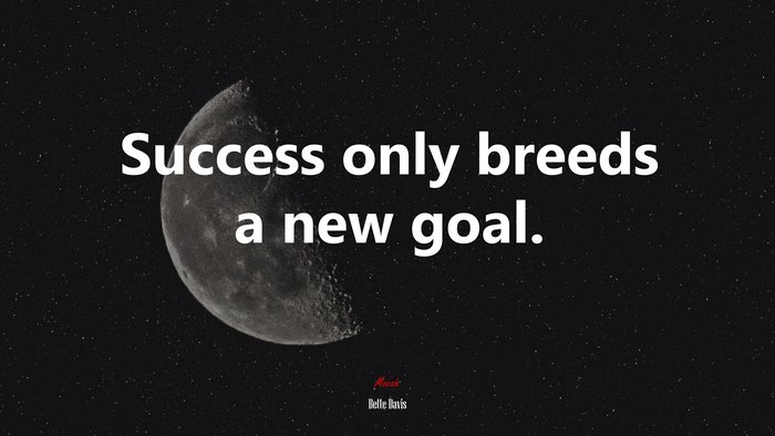 Success only breeds a new goal. | Bette Davis quote