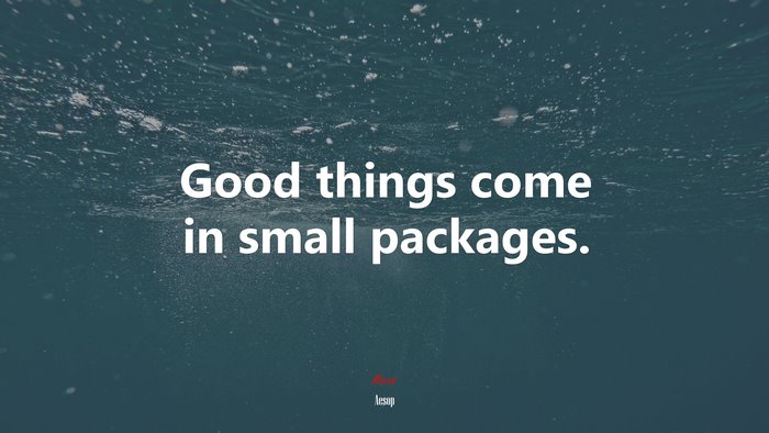 Good things come in small packages. | Aesop quote