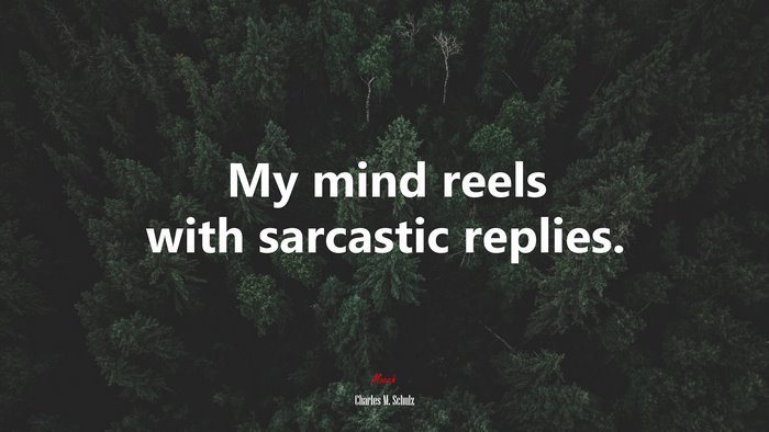 My mind reels with sarcastic replies. | Charles M. Schulz quote