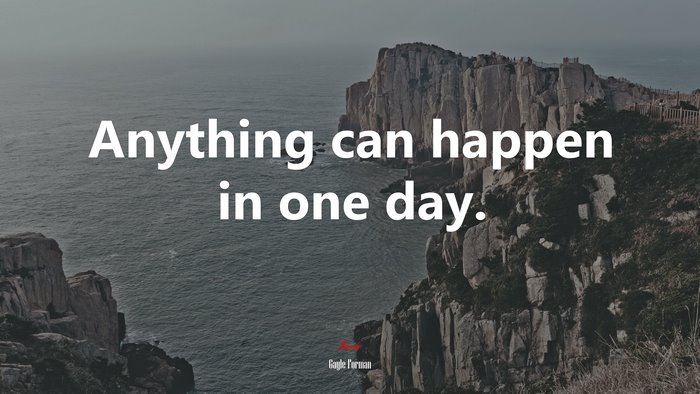 Anything can happen in one day. | Gayle Forman quote