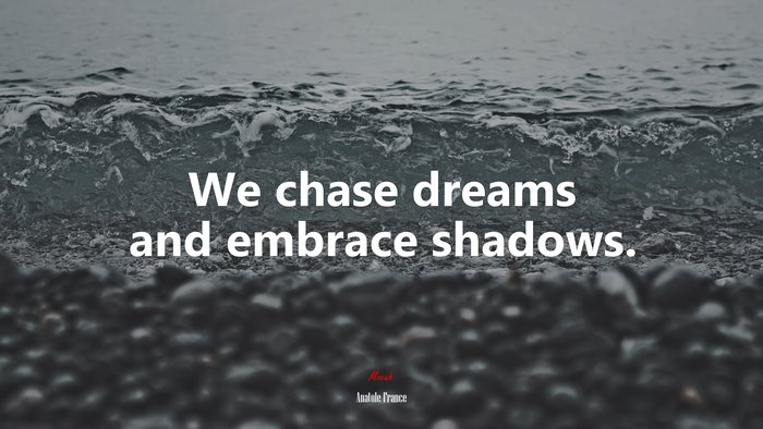 We chase dreams and embrace shadows. | Anatole France quote