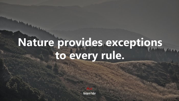 Nature provides exceptions to every rule. | Margaret Fuller quote