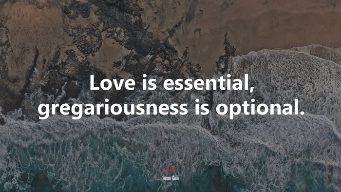 Love is essential, gregariousness is optional. | Susan Cain quote