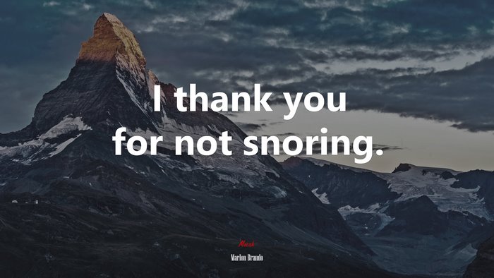 I thank you for not snoring. | Marlon Brando quote