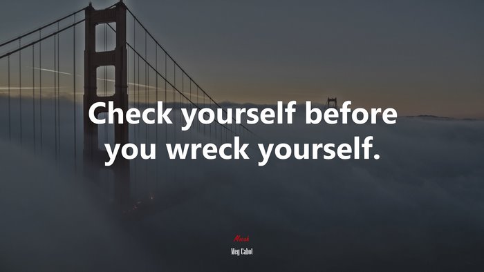 Check yourself before you wreck yourself. | Meg Cabot quote
