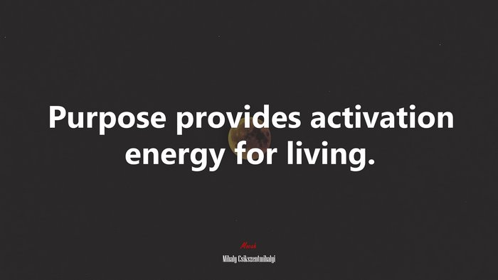 Purpose provides activation energy for living. | Mihaly Csikszentmihalyi quote