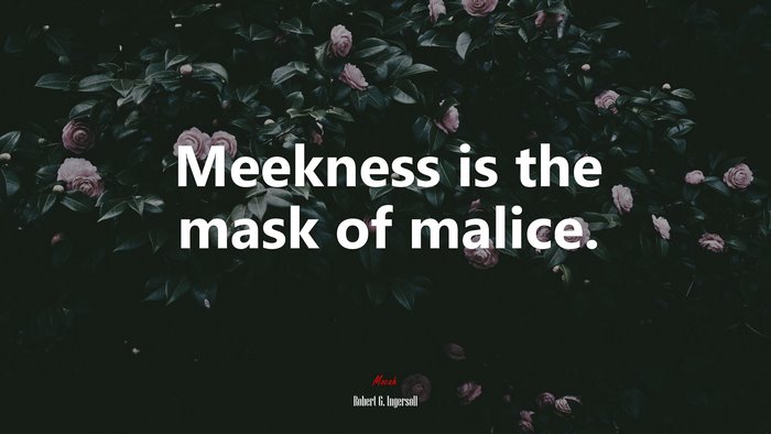 Meekness is the mask of malice. | Robert G. Ingersoll quote
