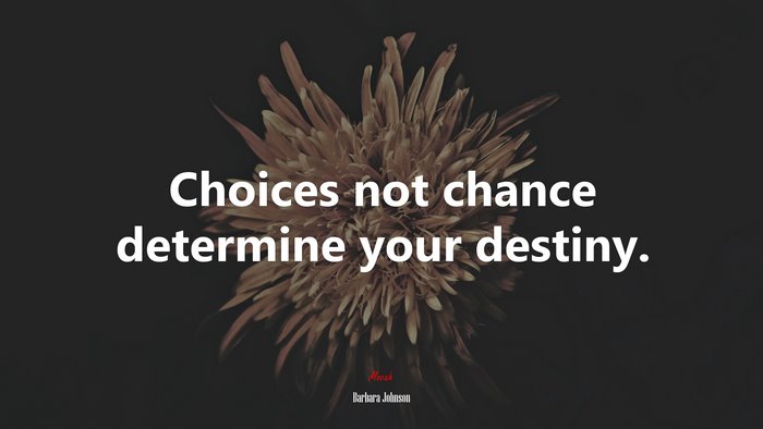 Choices not chance determine your destiny. | Barbara Johnson quote