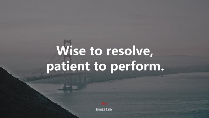Wise to resolve, patient to perform. | Friedrich Schiller quote