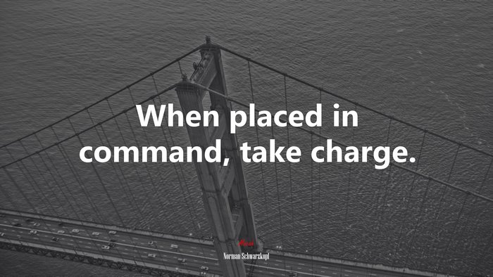 When placed in command, take charge. | Norman Schwarzkopf quote