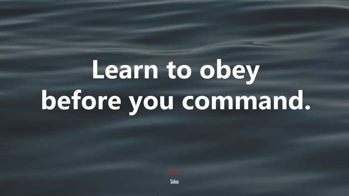 Learn to obey before you command. | Solon quote