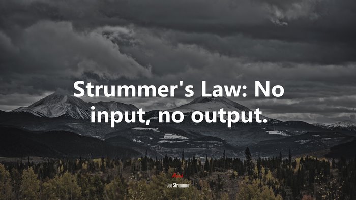 Strummer’s Law: No input, no output. | Joe Strummer quote