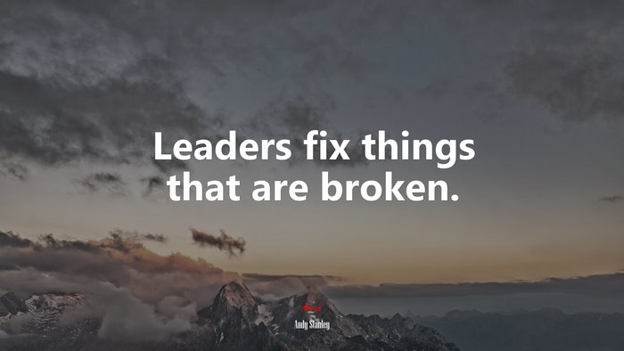 Leaders fix things that are broken. | Andy Stanley quote