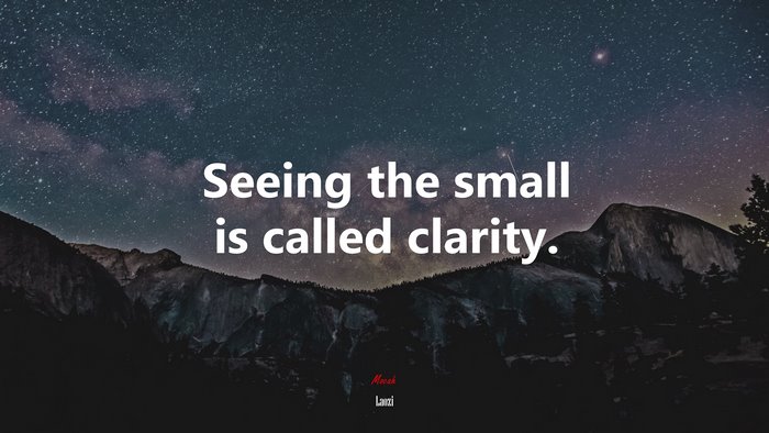 Seeing the small is called clarity. | Laozi quote