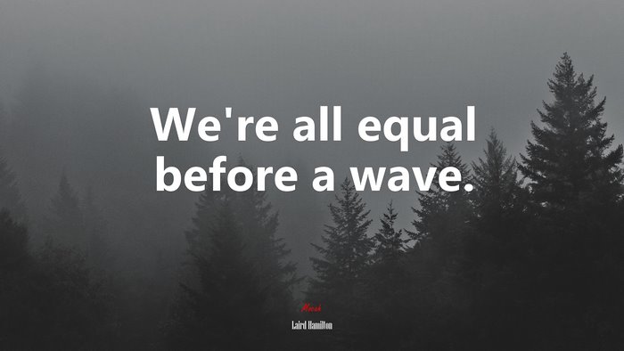 We’re all equal before a wave. | Laird Hamilton quote