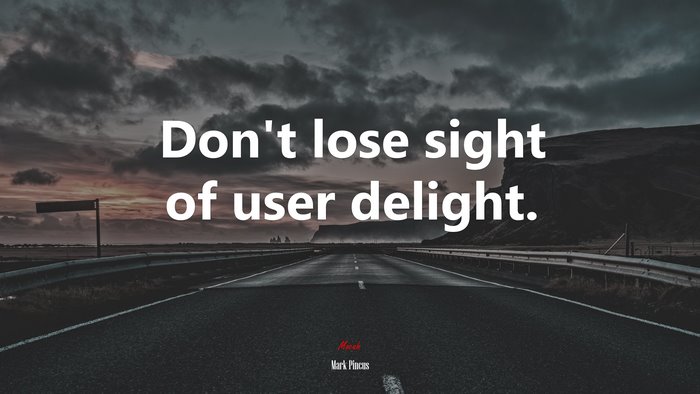 Don’t lose sight of user delight. | Mark Pincus quote