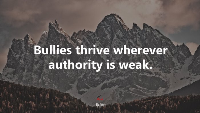 Bullies thrive wherever authority is weak. | Tim Field quote