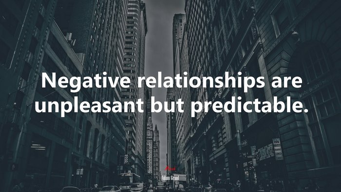 Negative relationships are unpleasant but predictable. | Adam Grant quote