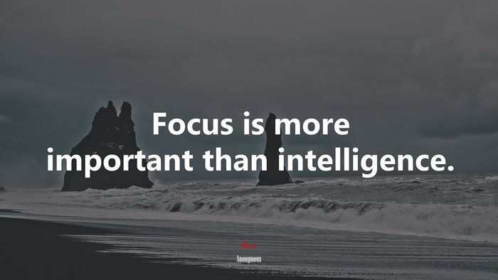 Focus is more important than intelligence. | Anonymous quote